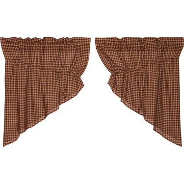 Patriotic Patch Plaid Prairie Swag Curtain Set of 2 36x36x18 VHC Brands - The Fox Decor